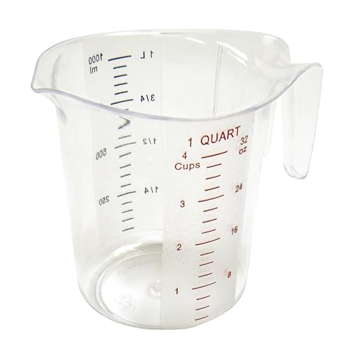 Winco FBA_ Measuring Cup, Polycarbonate, 1-Quart, Clear | Graduated measurements, Stackable design, For liquid and dry ingredients, baking and commercial food prep - size: 1 Count (Pack of 1)