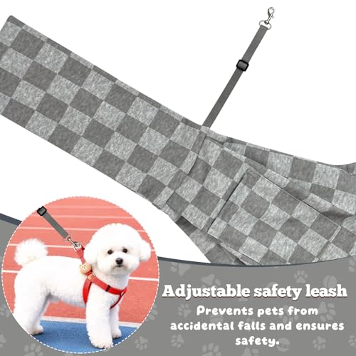 Dog Sling Carrier for Small Dogs and Cats 5–16 lbs, Puppy Carrier Sling with Safety Hook and Storage Pocket, Hands Free Pet Carrier Purse for Travel, Walking, Shopping (Grey Check) - color: Grey Check