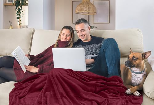 Utopia Bedding Soft Fleece Bed Blanket Throw Size Burgundy (50x60 Inch) | Microfiber Plush Warm Lightweight Breathable Cozy Blanket Anti-Static, All Season Use, Gift for Women and Men - color: Burgundy, size: Throw (50x60 Inch)