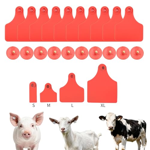 500pcs Farm Animal Ear Tags Numbered 001-500 Livestock Identification for Cattle Cows Hogs Pigs Sheep Goats (500, Large-Red) - color: Large-red