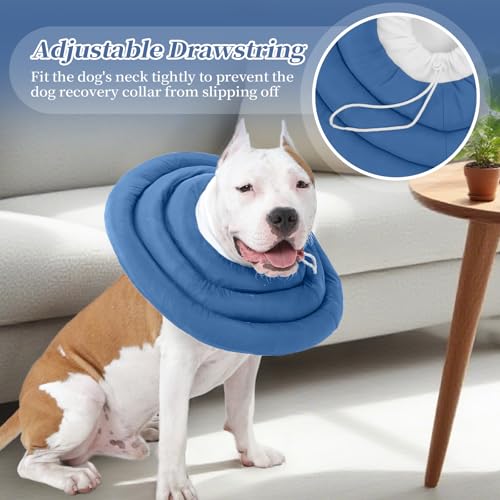 IDOMIK Dog Recovery Collar, Waterproof Soft Dog Cone After Surgery | Comfy Protective Elizabethan Collar Alternative for Dogs Cats, Adjustable Pet Neck Donut Cone Anti-Licking Wounds,Navy,M - color: Navy Blue, size: M