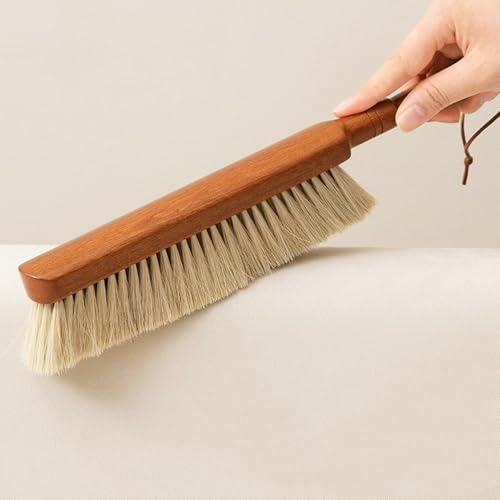1 Piece Large Horsehair Hand Brush Soft Bristles Brush，Cleaning Brushes for Household Use，Broom Dust Brush，13.3 Inches Long Horse Hair Bench Brushes with Beech Wood Handle