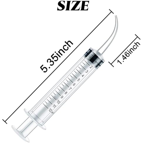 TIHOOD 15PCS 12ml/cc Plastic Syringes with Curved Tip, Disposable Irrigation Syringe Mouthwash Cleaner for Oral Care, Animal Feeding, with Measurement