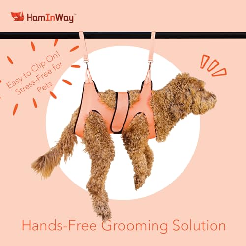 Haminway Pet Grooming Hammock – Large Dog Grooming Sling for Nail Trimming, Bathing & Ear/Eye Care – Pink - color: Pink