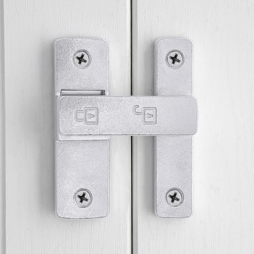 Silvery 180 Degree Zinc Alloy Barn Door Latch, Flip Gate Lock | Sliding Door Latch Lock,for bedroom,garage,balcony,barn,bathroom,drawer,Wine Cabinet,window,cabinet,pet enclosures - color: Silvery_180 Degree