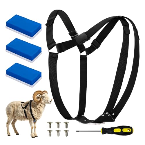 Ram Breeding Marking Harness for Sheep & Goat, 3 Pack Mating Crayon Block | Marker with Heavy-Duty Nylon Adjustable Straps, Heat Detection & Mating Record Tool, Farm Livestock Breeding Equipment - color: Blue