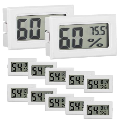12 Pack Mini Hygrometer Digital Electronic Temperature Humidity Meters Gauge Indoor Thermometer Hygrometer LCD Display Fahrenheit (℉) for Guitar Case,Greenhouse, Garden, Cellar, Closet (White)