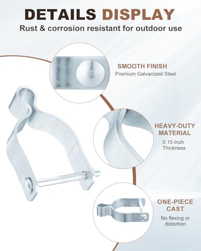 2 Pcs Chain Link Female Gate Hinges Fits 2-3/8" OD Post/Pipe, 5/8" Pin Hole | Galvanized Steel Heavy-Duty Fence Gate Post Hinges, Chain Link Fence Hardware for Gate Repair & Replacement, 2 Pack - size: 2-3/8inch