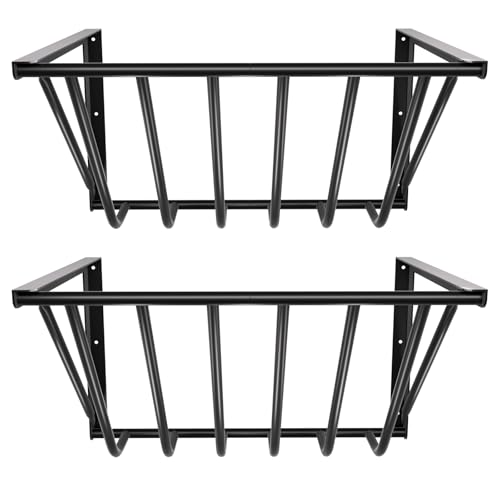 Wall Mounted Hay Feeder & Blanket Holder, 35.5" Long Gal Heavy Duty Steel Hay Rack for Horse Stall, Goat Shed, Sheep Barn, Organizer for Feeding and Storage - size: 35 in（2 PCS）