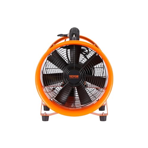 VEVOR Air Mover Blower Fan 12 Inch | 3198CFM, 585W, 33ft Flexible Duct, Industrial Portable Ventilator/Exhaust - size: 12in-33ft