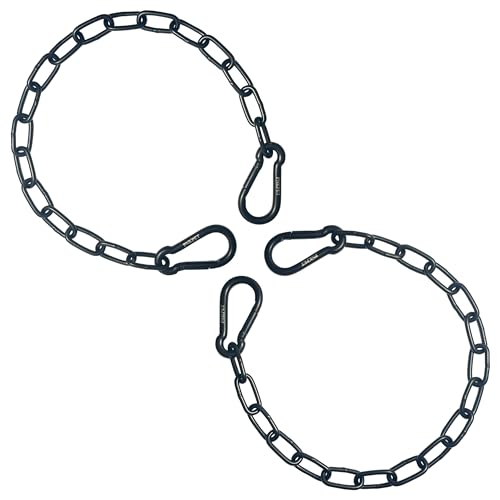 304 Stainless Steel Gate Chain 550lbs Capacity - 20" x 5/32" with M7 Carabiners, Chain Link Gate Latch for Outdoor Fence Livestock, Safety Hanging Metal Chain with 4 Carabiners, Black, 2 Pack - color: 20in - Black - 2 Pack, size: 4mm