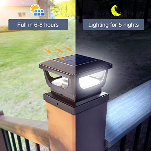 Sumaote 3x3 Solar Post Cap Lights, 120 Lumen 6500K Cool White, 4 Pack | Fence Post Solar Lights Fits 3x3 Metal & 4x4 Wood/Vinyl, IP65 Waterproof, Ideal For Garden, Yard, Porch, Deck Railing - size: 4 Pack