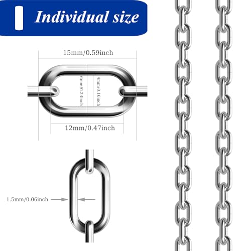 50ft Hanging Chain,304 Stainless Steel Chain, 1/16" Jack Chain, Metal Chains are Customizable for Hanging Bird Feeders/Dog Leashes/Signs & DIY Projects(1.5mm with Spool) - size: 50FT 1.5MM