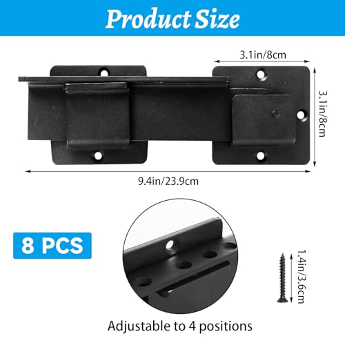 9 Inch Flip Gate Latch Lock with Padlock Hole, Heavy Duty Door Latch with 8 Screws and Hex Wrench for Barn Shed Yard Garage Outdoor Fence Lock