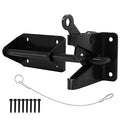 JIAHOO Heavy Duty Gate Latch for Wooden Fence with Cable Pull Opener | Automatic Latch for Wooden & Metal Gates, Vinyl Fence, Self Locking Outswinging Pool & Dog Door Latch with Security, Black