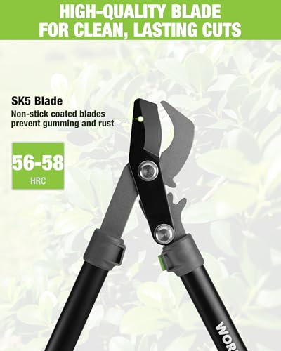 WORKPRO Bypass Lopper for Gardening, 28" Branch Cutter with Gear System | Heavy Duty Pruning Shear, SK5 Blade, 1.5" Cutting Capacity, Shock Absorbing Bumper, Comfort Handle, for Tree Trimming - size: 1PC - 28" Lopper
