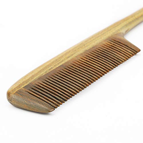 Onedor Wooden Rat Tail Hair Comb for Parting Braiding Green Sandalwood | Handmade, Fine Teeth, Pointed Tail, Sectioning, Box Braids, Cornrows, Teasing, Backcombing, Root Lif - style: Fine Tooth Tail Comb
