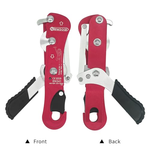 NewDoar Climbing Stop Descender Rappelling Belay for Ropes 10-12mm The Novices for Rescue & Arborist CE Certification - color: red