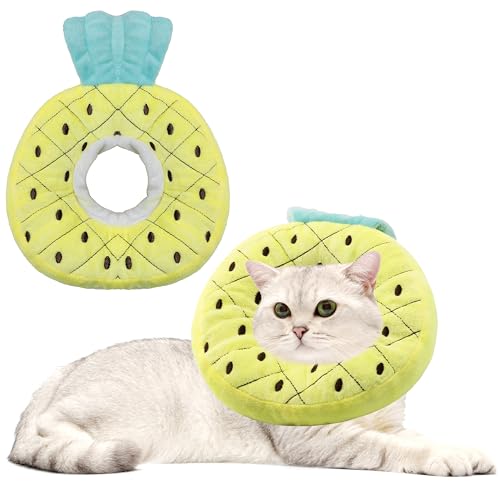 Soft Cat Cone Collar, Cute Cats Recovery Collar Suitable for Cats | Cat cone for Small, Medium, Large cat,Elizabethan Neck Collar for Cats After Surgery (Pineapple, Small) - color: Pineapple, size: Small