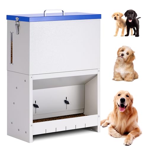 Automatic Dog Feeder Large Breed, Outdoor Dog Feeder for Large Dog | 25lbs Large Capacity Automatic Gravity Dog Feeder Suitable for Small, Medium, and Large Dog Breeds (Blue)