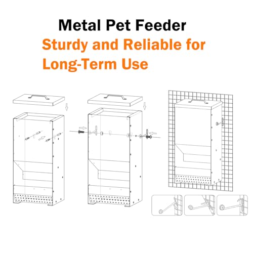 Metal Rabbit Feeder, 5-Pound Capacity Rabbit Feeder, Outdoor Small Animal Feeder for Rabbits, Chicks, Cats, Guinea Pigs, Free Large Capacity Small Animal Water Bottle