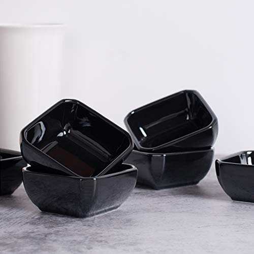 DELLING 6 Oz Square Porcelain Ramekins Set of 6, Oven Safe Creme Brulee Ramekins - Black Ceramic Souffle Dishes, Dishwasher Microwave Freezer Safe Baking Cups for Dessert Custard Pudding - color: Black, size: 6oz