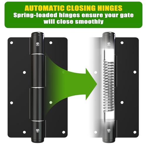 Insaga 5-3/4" Self-Closing Gate Hinges Heavy Duty Black E-Coated, 2 Pack | Carbon Steel, Rust-Proof E-Coat, 4-Side Mount for Pool/Yard, Self-Close Spring, No Adjustment Needed, 30 Lbs Capacity - color: 2Pack