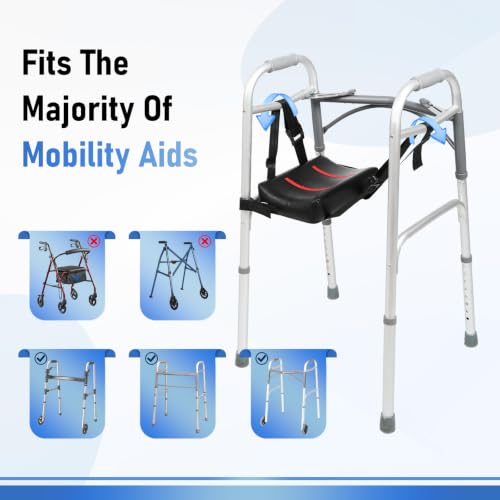 Knee Sling Attachment for Walker, Adjustable Leg Support Pads | Comfortable Ergonomic Leg Lift with Safety Pads, Fits Most Walkers, Supports Up to 300 lb