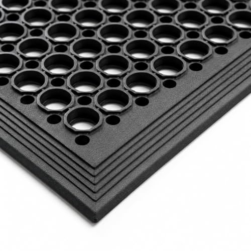 UNIMAT-Anti-Fatigue Outdoor Rubber Drainage with Non-Slip Backing Heavy Duty Mat for Restaurant Industrial Use-3'x 5' Black Mat-Ideal Bar Accessory | Non-Slip Backing, Heavy Duty, Restaurant Industrial Use, Ideal Bar Accessory