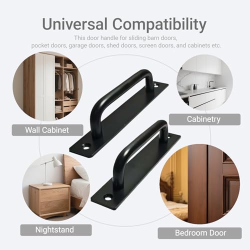 2PCS 7 Inches Barn Door Handle, Premium Black Gate Handle | Sturdy Black Sliding Door Pull Handles for Kitchen, Cabinet, Bathroom, Closet, and Easy Install - size: 7 Inches