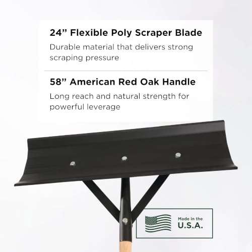SCENIC ROAD 24" Reversible Poly Blade Scraper 58" Handle USA (SRP24) - size: 24-inch Poly