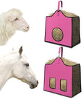 Hay Feeder for Goats and Horses - Slow Feed Design, Heavy Duty Hanging Hay Bag for Barn, Trailer & Paddock, Easy to Hang & Clean(1pcs, Pink) - color: 1pcs-pink