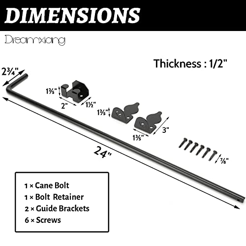 24" Heavy Duty Cane Bolt Gate Drop Rod Fence Hardware Ground Latch Stopper | for Wood/PVC/Vinyl/Metal Fences Gates, Double Doors, Black Solid Steel -2 Pack - color: 1 PACK, size: 24 Inch