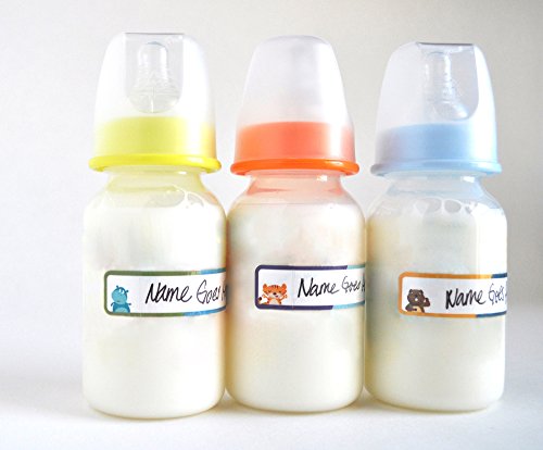 Bottle Labels, Write-On, Self-Laminating, Waterproof Kids Name Labels for Baby Bottles, Sippy Cup for Daycare School, Dishwasher Safe (Animal Friends), Made in The USA - color: Animal Friends
