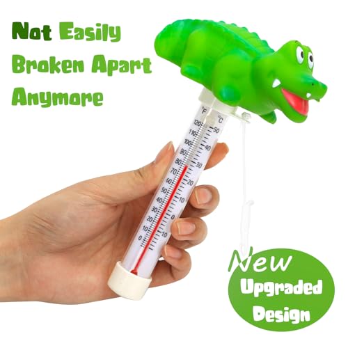 XY-WQ Alligator Floating Pool Thermometer with String, Easy-Read | Large size easy-read scale and included string for swimming pools, spas, hot tubs and ponds.