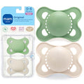 MAM Original Baby Pacifier 0-6 Mths, Skin Soft Silicone Nipple, 2 Pack - color: Peppermint Green/Cotton 1, size: 2 Count (Pack of 1)