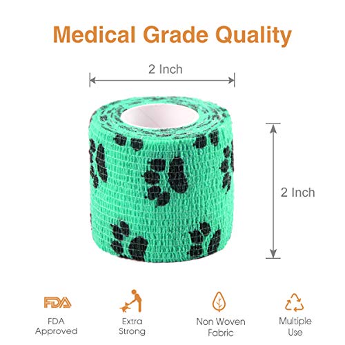 Vet Wrap Cohesive Bandages Bulk Self Adhesive Bandage Wrap Self Adherent Wrap Non-Woven for Dogs Pet Animals & Ankle Sprains & Swelling 2 Inch x 5 Yards (2 Inch Claw) - color: 2 Inch Claw