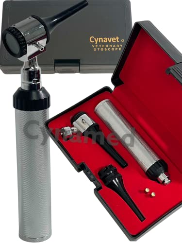 New Veterinary Diagnostic Otoscope Set Kit Vet Instrument with 2 Extra Replacement Bulb Cynamed