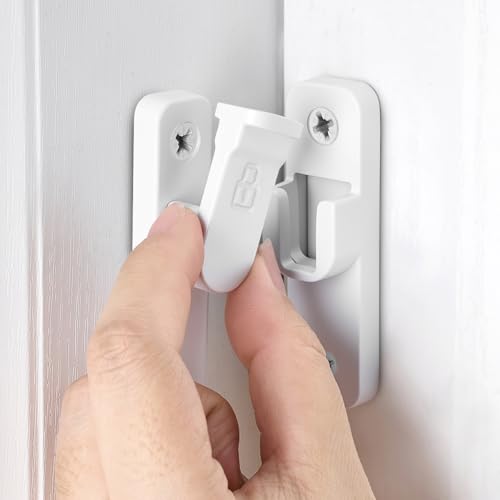 White 90 Degree Right Angle Barn Door Latches，Flip Gate Lock | Zinc Alloy Sliding Door Latch Lock,Cabinet Lock,for bedroom,Wine Cabinet,drawer,cabinet,garage,window,Pet Cage - color: White