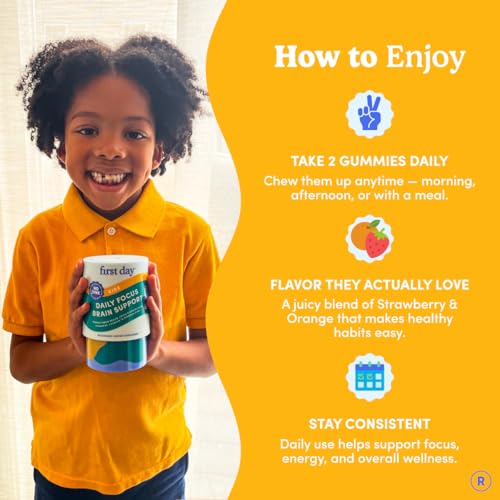 Focus Gummies for Kids with Cognizin® Citicoline, PS & Vitamin B3, 60 Count | Brain gummies for kids with Cognizin® citicoline, phosphatidylserine and vitamin B3 support daily focus, recall and learning.