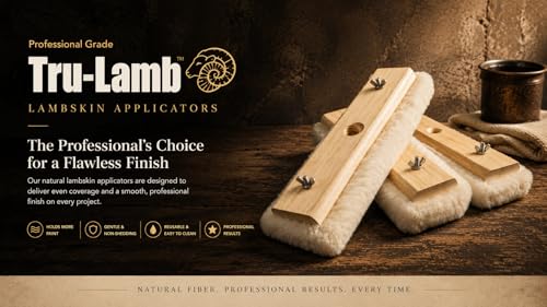 Tru-Lamb -10" Lambskin Floor Applicators 3 Pack. 100% Natural Lambswool Applicator for Polyurethane, Stain, Wax & Floor Finish – Professional Lint-Free Applicator for Hardwood Floors (10" - 3 Pack) - style: 10" Applicator 3 Pack