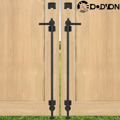 36 Inch Cane Bolt Gate Drop Rod Heavy Duty Gate Hardware, Gate Ground Latch for Wooden Fences, Metal Gates Doors Stopper for Gate Ground, Wrought Iron Gate Latches, Black Finish(1 Pack) - size: 36 Inch