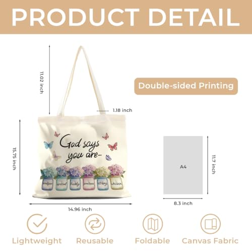Cute Canvas Tote Bag for Women, Book Totebag with Zipper Pocket - color: Inspirational Floral Language