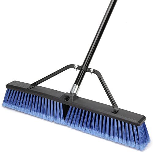24 inches Push Broom Outdoor for Deck Driveway Garage Yard Patio Concrete Floor Cleaning-Blue - size: 24 Inches Heavy Duty