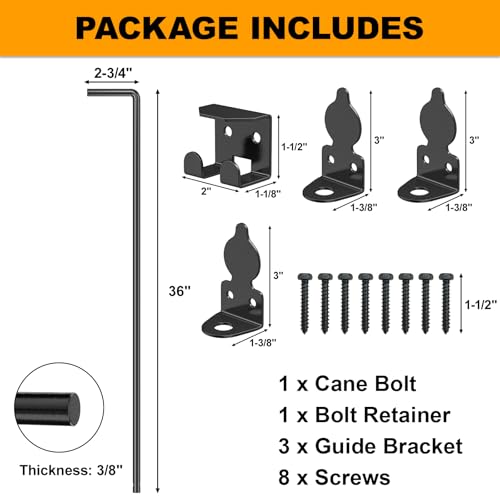 36" Cane Bolt Drop Rod for Gate, Heavy Duty Gate Latch 1 Pack | Gate Latch for Wooden Fence Metal Gates, Gate Ground Stopper Hardware for Wood PVC Vinyl Metal Gates - color: 36"-Black, size: 1 Pack
