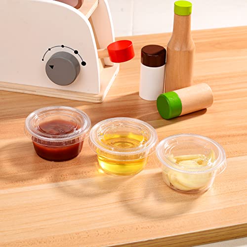 Clear Disposable Plastic Portion Cups with Leakproof Lids | 2 Oz, 100 Sets | BPA Free, Recyclable Jello & Dipping Sauce Cups - style: 2 OZ