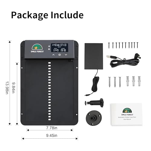 Chicken Coop Door, Automatic Chicken Door with Timer & Light Sensor | Solar Chicken Coop Door with Multiple Modes & USB-C Charging