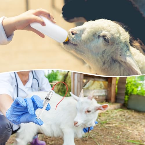 Havawish Lamb & Goat Bottle Kit - 18 Pcs, 2 x 400ml Lamb Bottles, 12 Animal Milk Drink Nipples, Goat Feeding Tube Kit