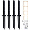4-Pack Fence Post Repair Kit, 32in Heavy Duty Ground Spike Anchor for Wooden Post Repairing Tilted/Broken Posts - size: 4 Pack