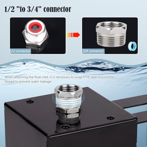 Stock Water Tank Float Valve Stainless Steel Water Trough Float Valve for Ponds, Livestock Waterer, Pool, Reservoir, with Stainless Steel Housing, Water Level Control, High Water Flow